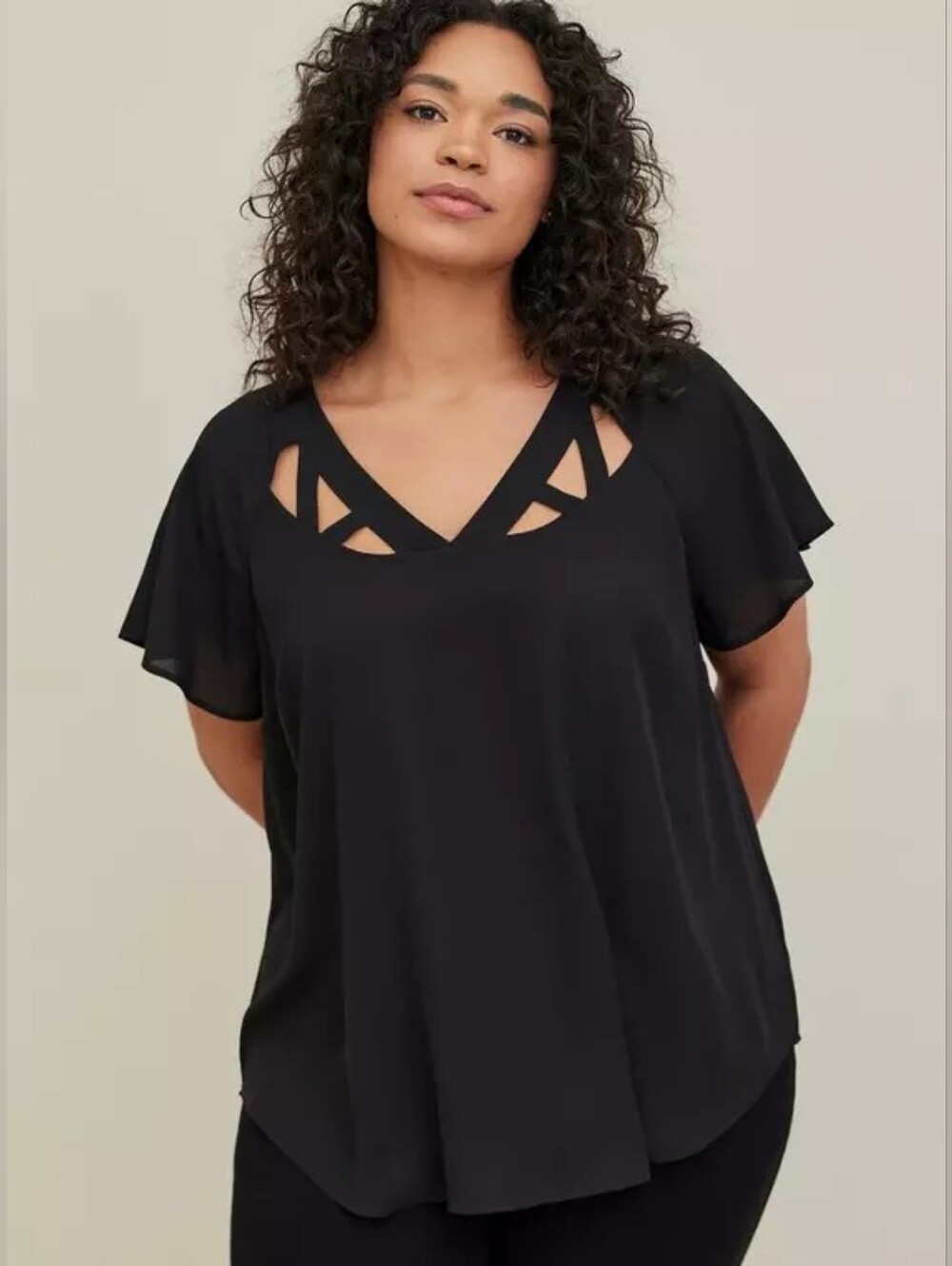 Torrid Georgette Cage Front Blouse